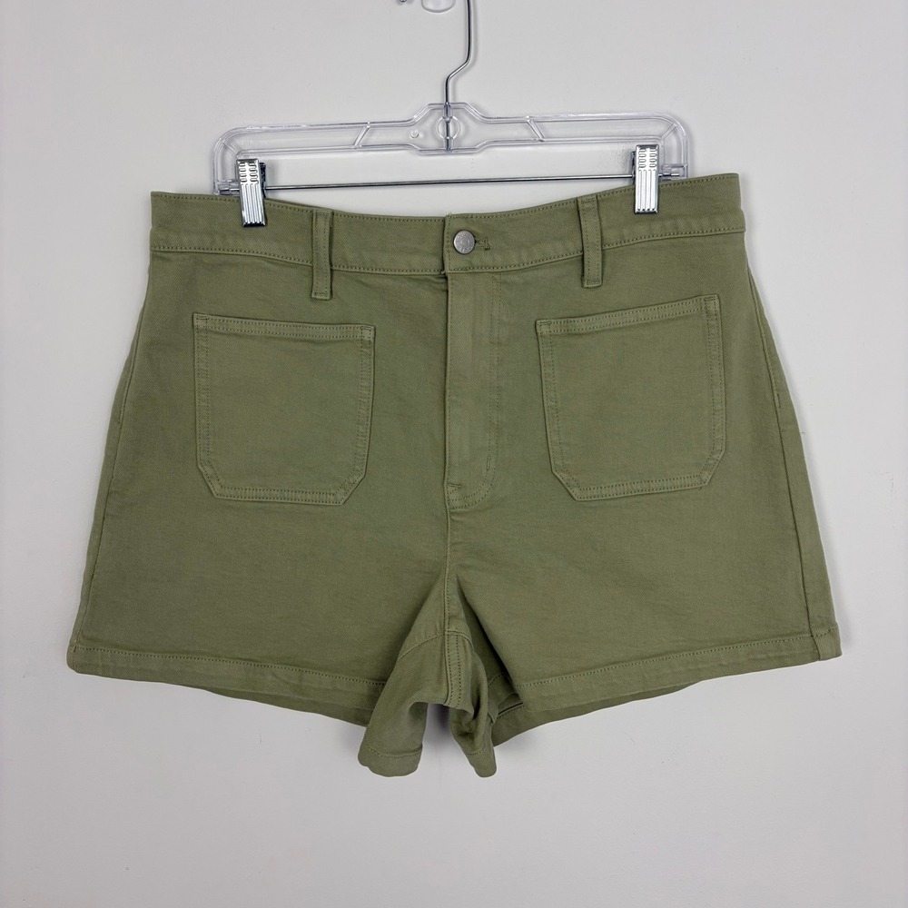 J.Crew Factory Garment-Dyed Patch Pocket Denim Short Pale Surplus Olive Green 31